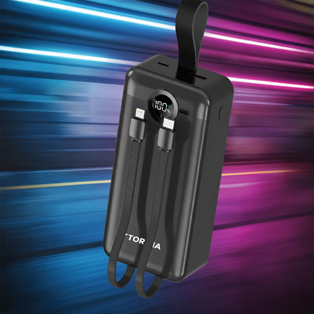 TORIMA TRM-1035  2 Çıkışlı Taşınabilir Hızlı Şarj Dijital Göstergeli 30000 mAh Powerbank Siyah