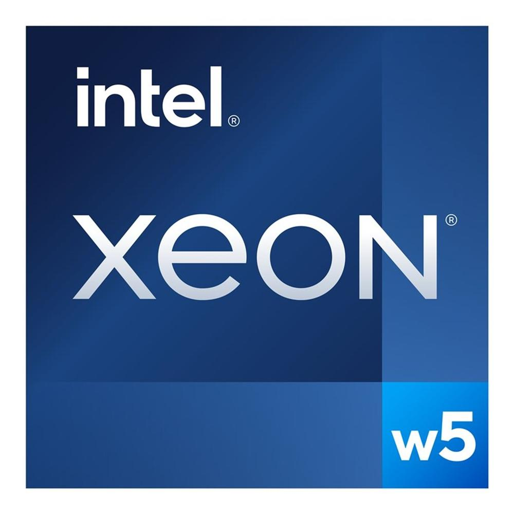 Logo Intel Xeon na niebieskim tle. Słowo 'intel' na górze, 'Xeon' pośrodku i 'w5' w prawym dolnym rogu.