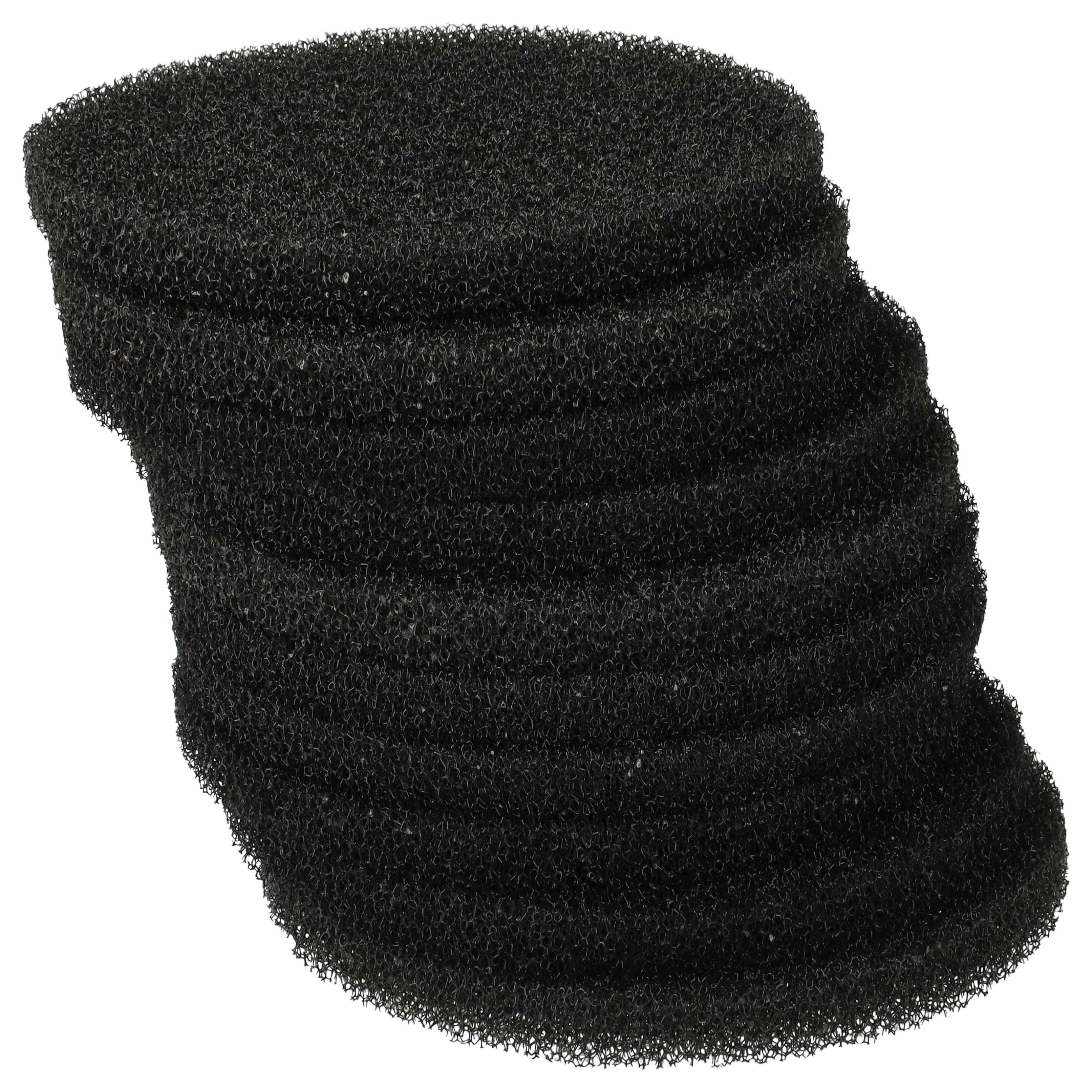 Mehrere schwarze, runde, poröse Schaumstoffpads, die vor einem weißen Hintergrund übereinander gestapelt sind.