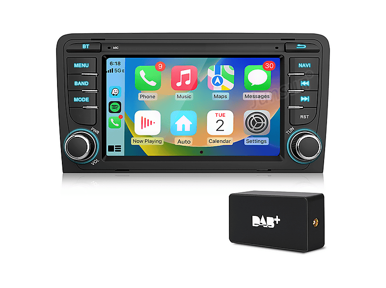JUNSUN Audi A3 S3 RS3 2003–2012 1GB+32GB DAB+ Autoradio, FM, Black | SATURN