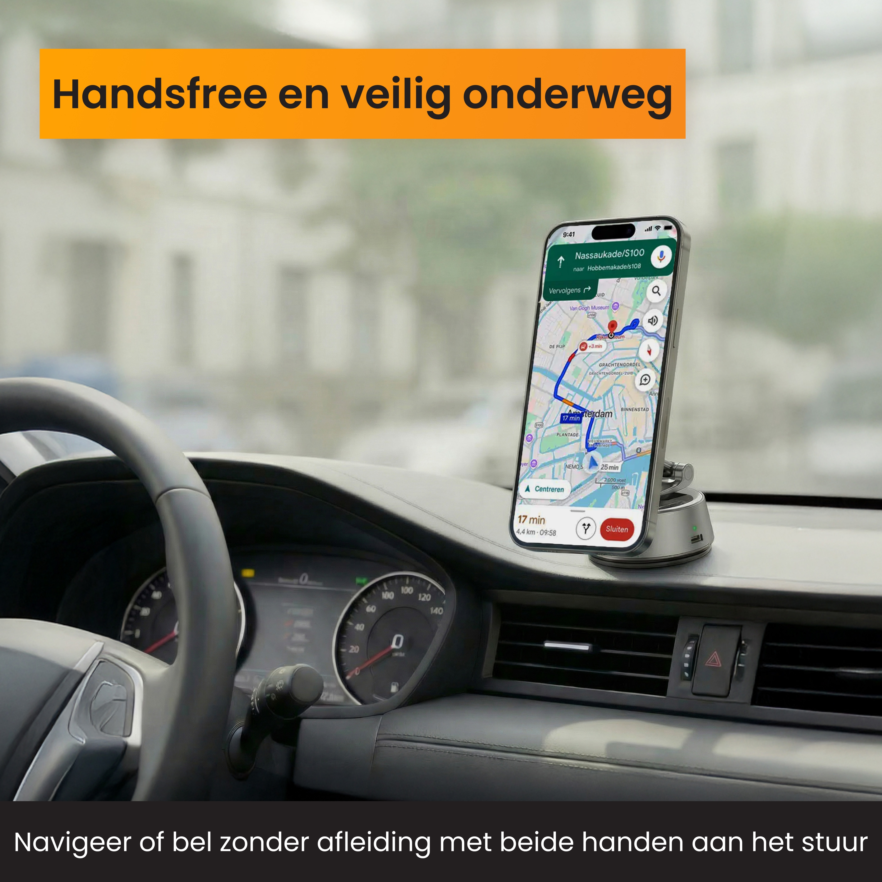 R2B Telefoonhouders Auto - Elektrische Vacuüm Zuignap - Raam/Dashboard - Dashboardpad