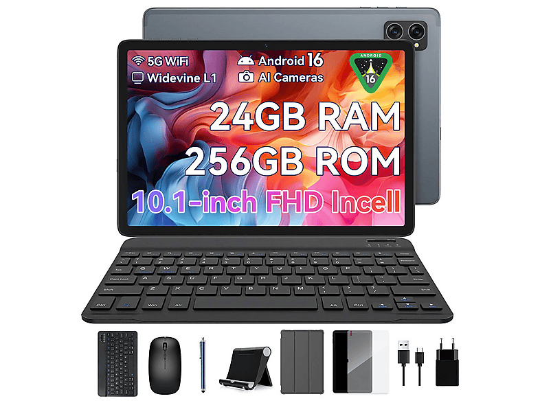TABWEE T20, Tablet, 256 GB, 10,1 Zoll, Grau