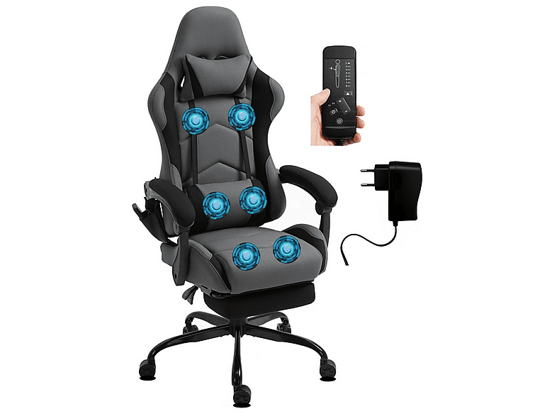 DELMAN 36HS Massagefunktion Fußkreuz aus Metall Stoff Gaming-Stuhl | SATURN