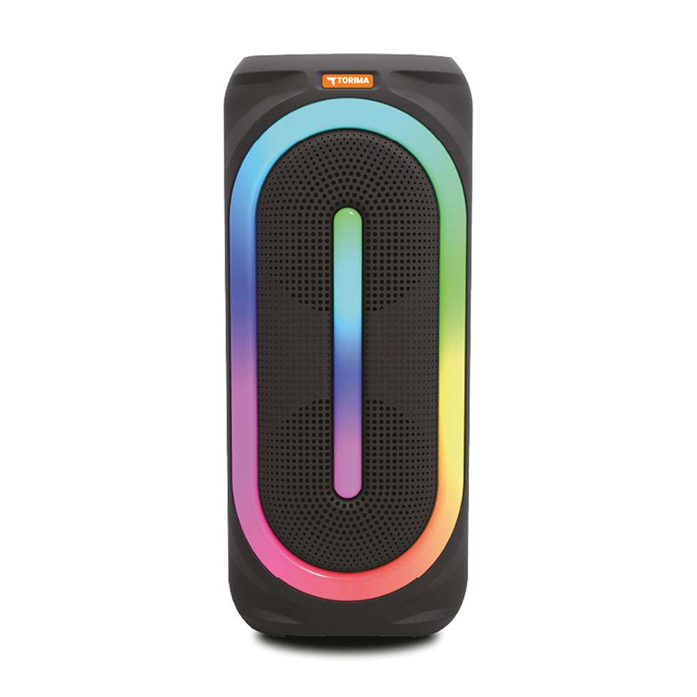 TORIMA D63 2x8’’ 50 W Güçlü Bass RGB Işıklı Kablosuz Mikrofonlu Bluetooth Hoparlör Siyah