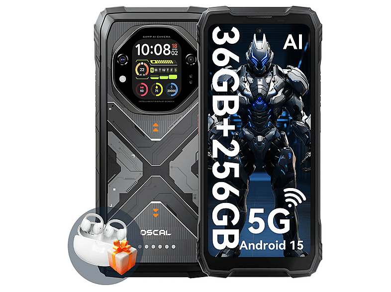 OSCAL TANK 1 5G 256 GB Schwarz Dual SIM