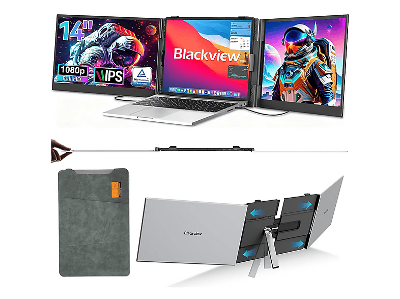 BLACKVIEW DCM6 14 Zoll Full-HD Dual Portable Monitor für Laptop (5 ms Reaktionszeit  )