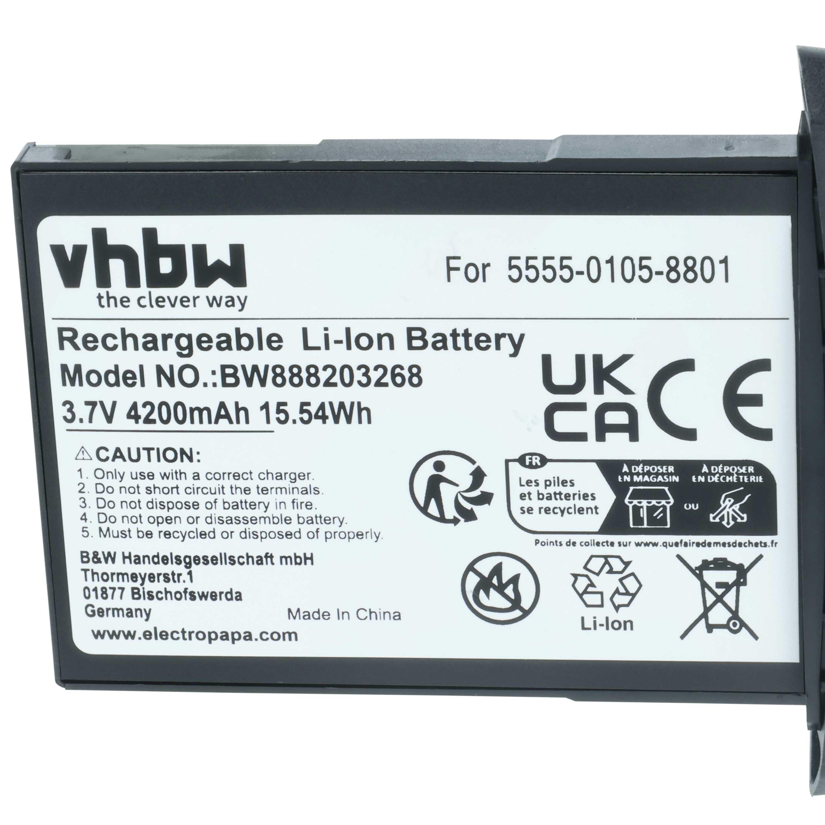 Ein Batterieetikett mit Text und Symbolen. Es ist schwarz und weiß und enthält Sicherheitshinweise.