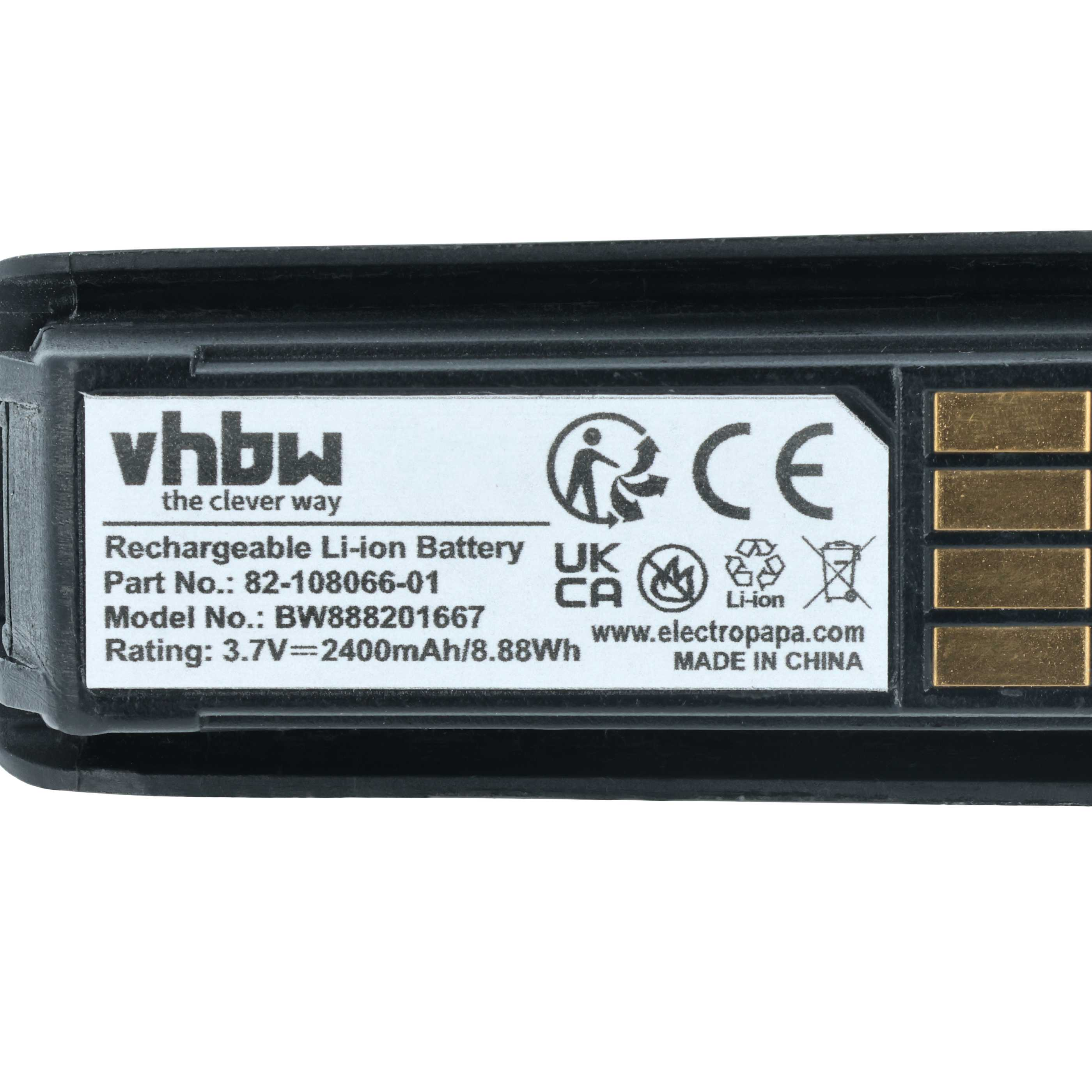 Nahaufnahme eines schwarzen Li-Ionen-Batterieetiketts mit weißem Text. Es enthält die Marke, Batteriespezifikationen und Sicherheitssymbole.