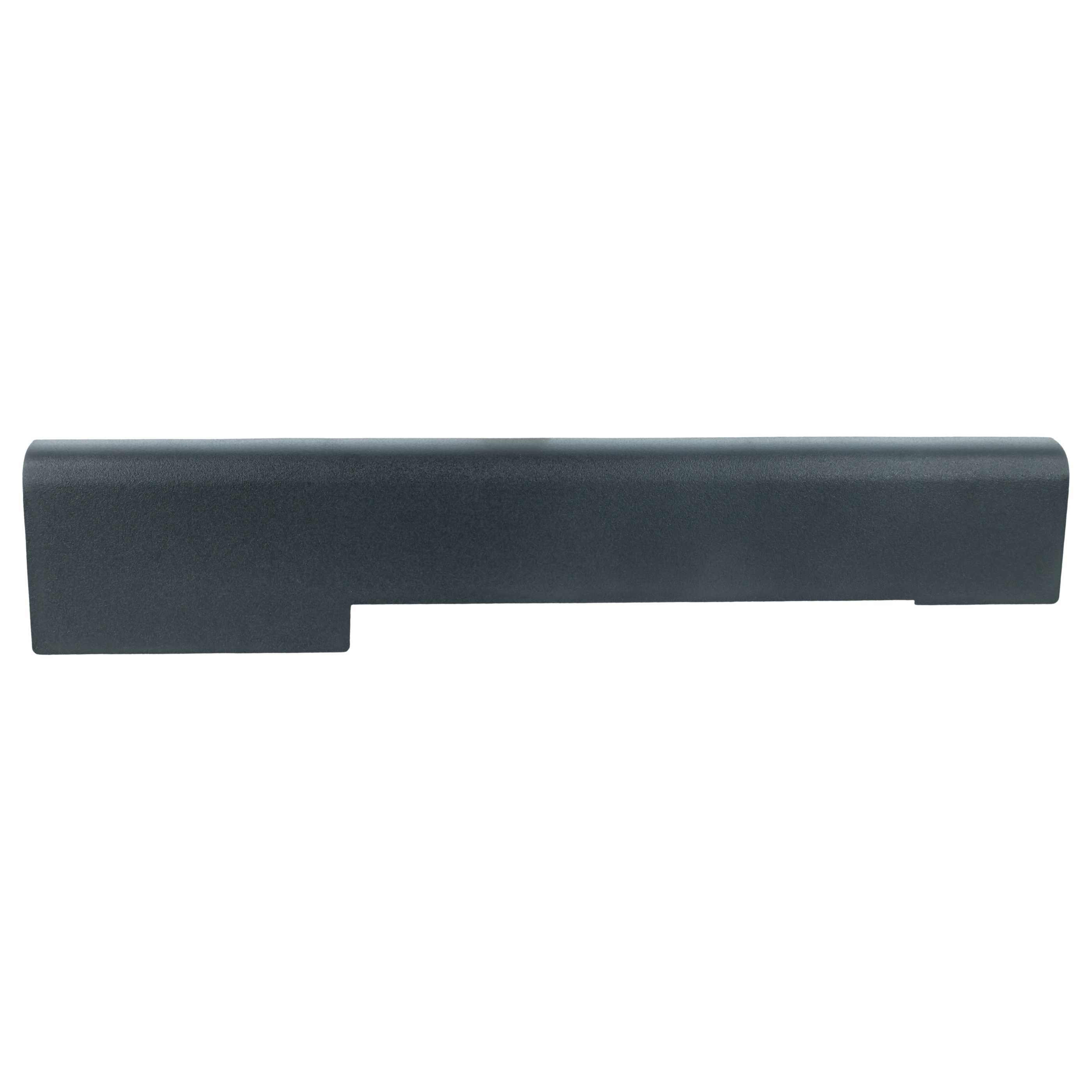 Ein dunkelgraues, rechteckiges Laptop-Batteriebauteil vor weißem Hintergrund.