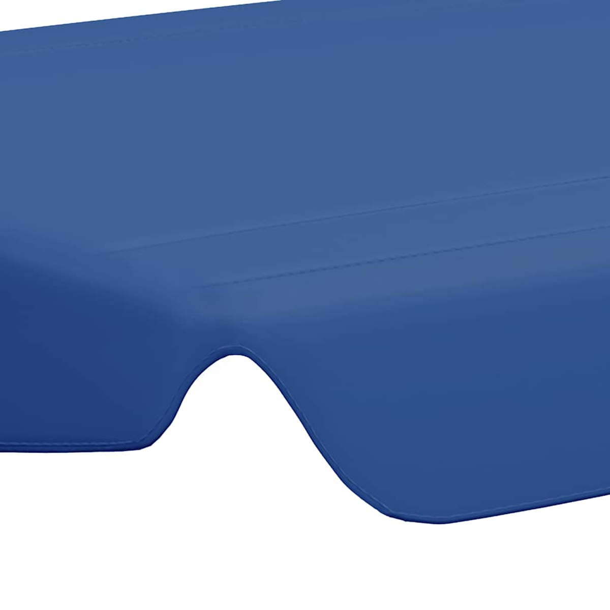 Primo piano di una superficie blu curva con sfondo bianco. La superficie presenta linee sottili e un bordo arrotondato.