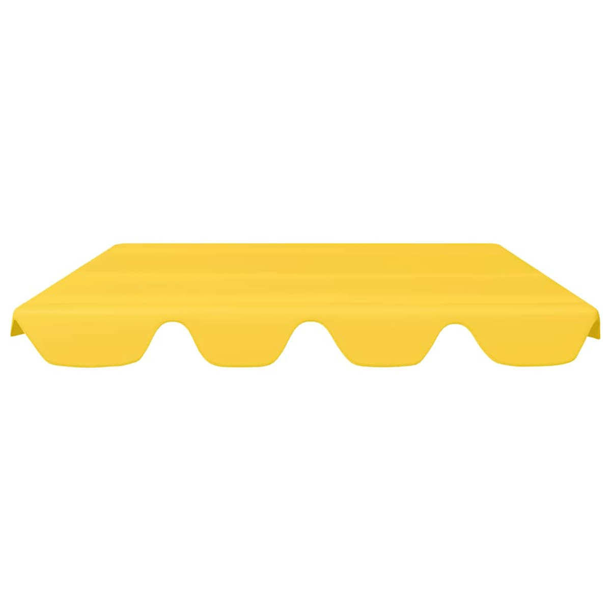 Un toldo amarillo con borde festoneado, aislado sobre fondo blanco.