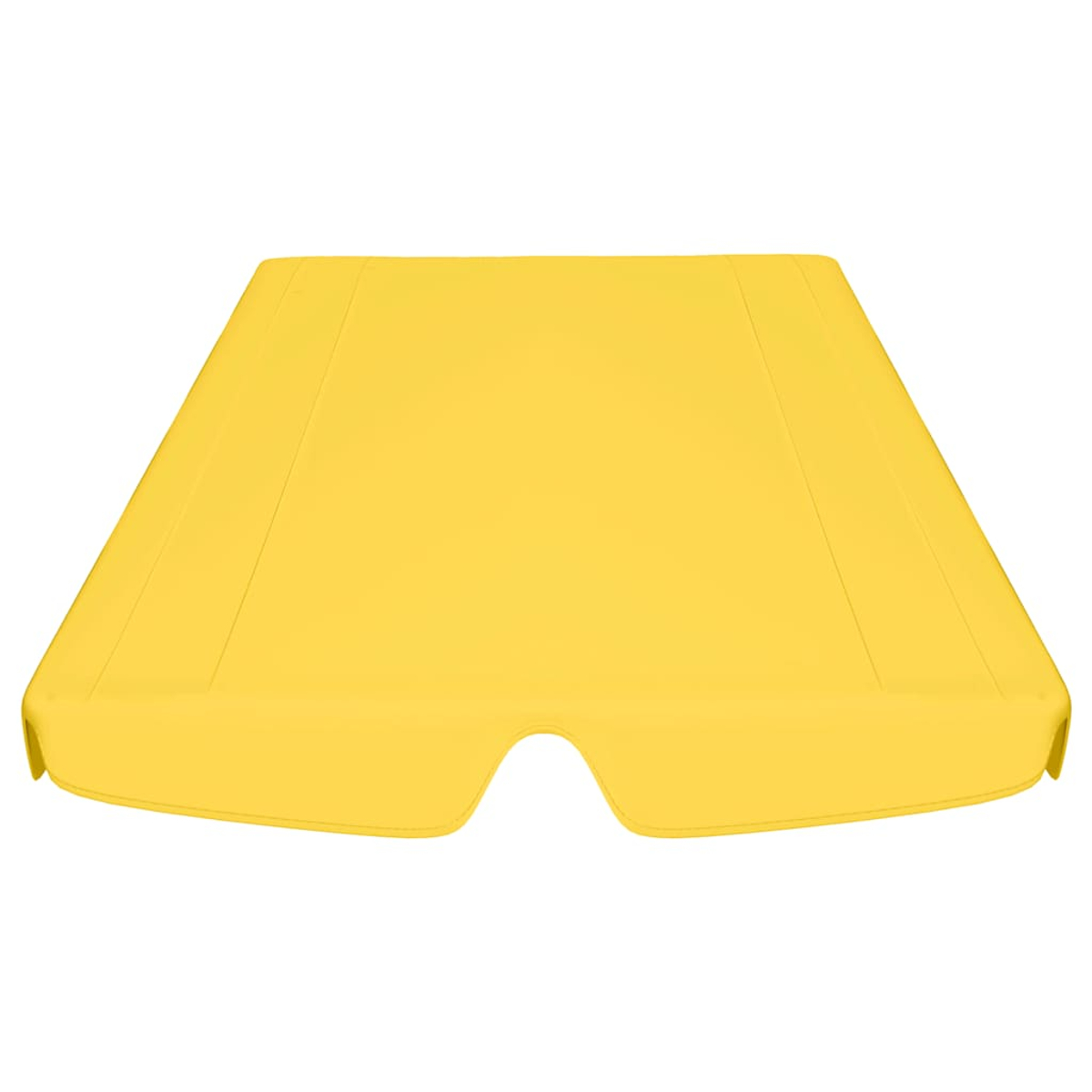 Un objeto amarillo con la parte inferior curva y la superior rectangular. El objeto está sobre un fondo blanco.