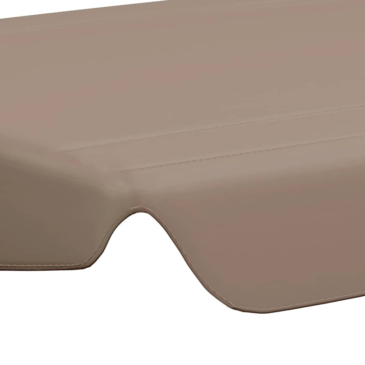 Un primer plano de un cojín beige con pespuntes y un borde curvo.
