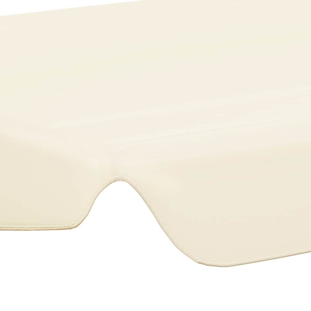 Primo piano di un oggetto color crema. L'oggetto ha un bordo curvo e una superficie liscia. Lo sfondo è bianco.