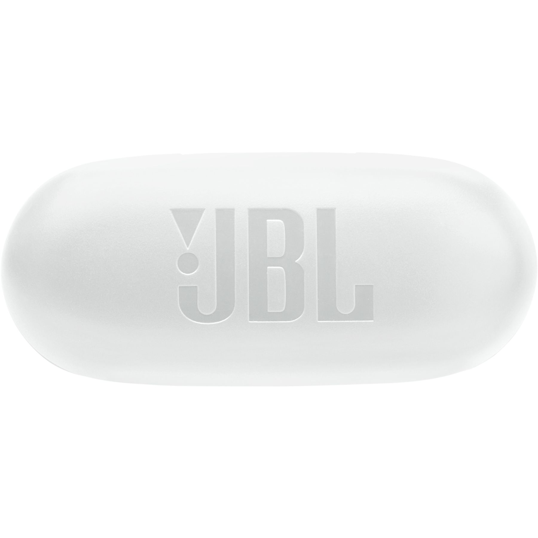 Ein weißes JBL-Kopfhörer-Etui. Das JBL-Logo ist oben eingeprägt.