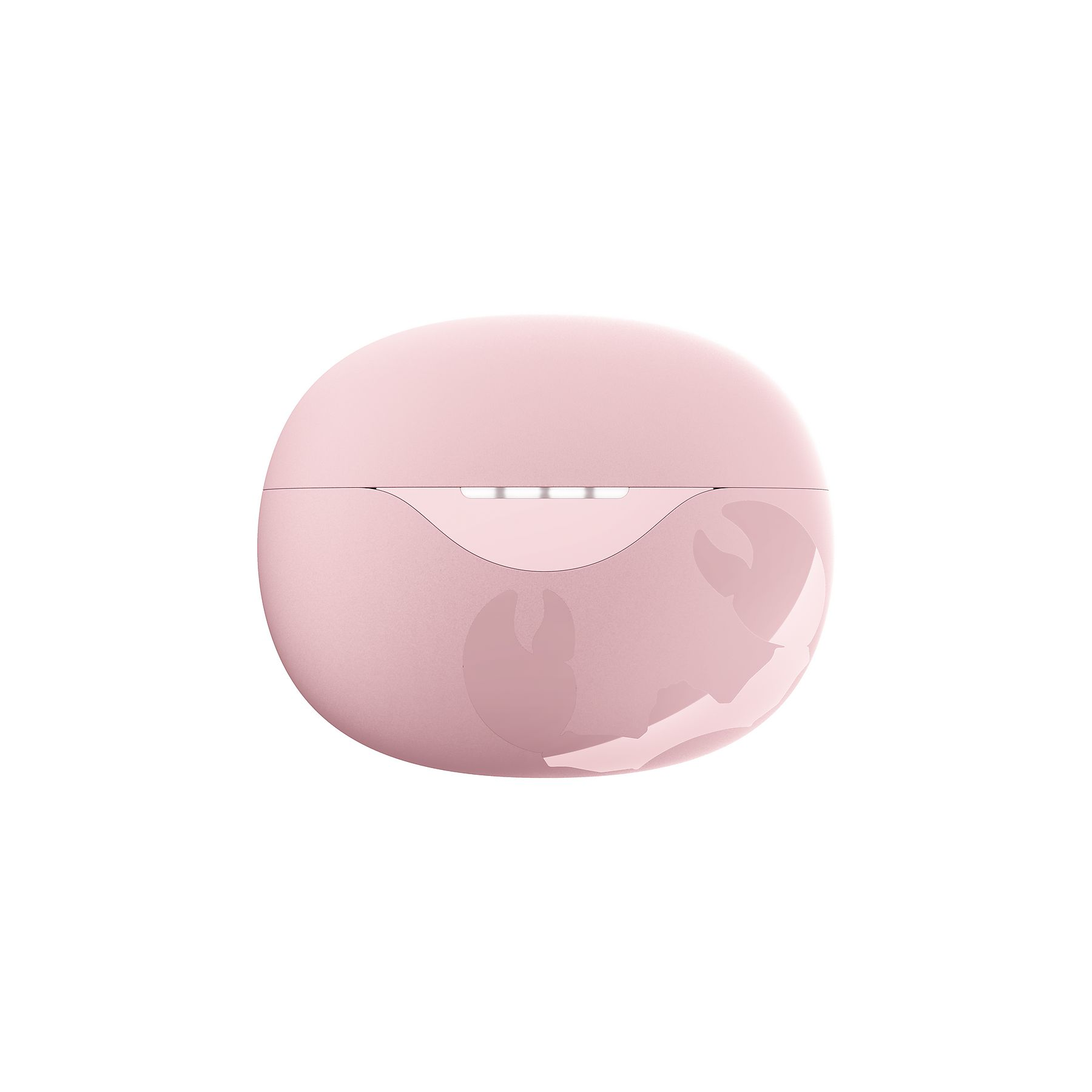 Ein rosa Ohrhörer-Etui ist zentriert und hat ein schlankes Design. Es liegt vor einem weißen Hintergrund, das Etui ist geschlossen.