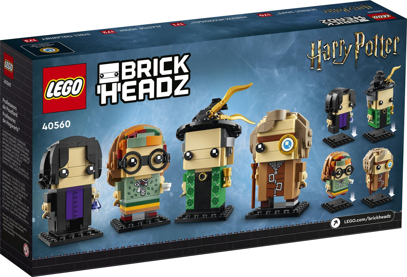 LEGO BrickHeadz Set mit Harry Potter Charakteren: Snape, McGonagall, Moody und Trelawney.