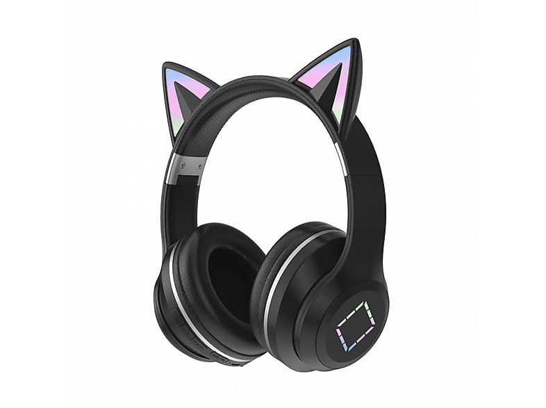 KINSI RGB-Licht, Katzenohr, Over-ear Kopfhörer Bluetooth Schwarz