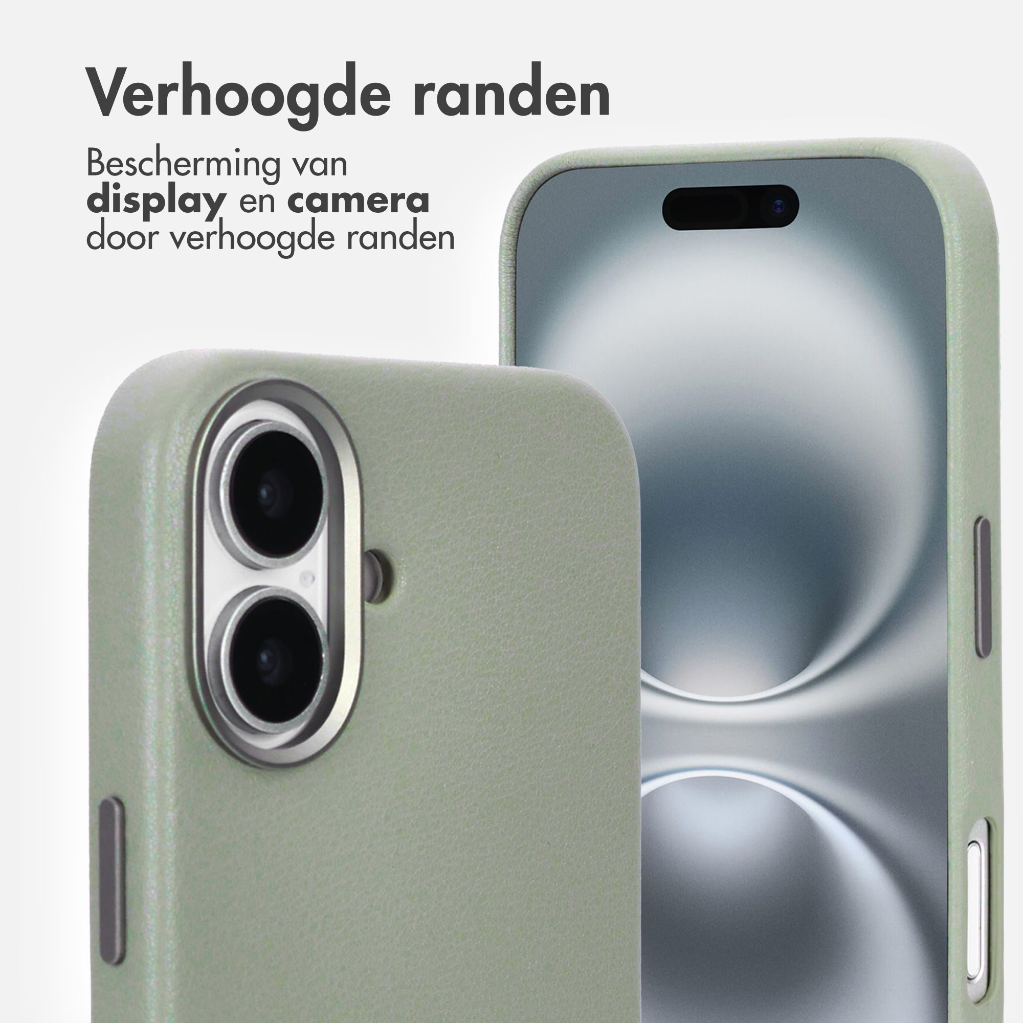 Deux coques de téléphone vertes avec texte, protégeant l'écran et l'appareil photo. Une montre des lentilles, l'autre l'écran.