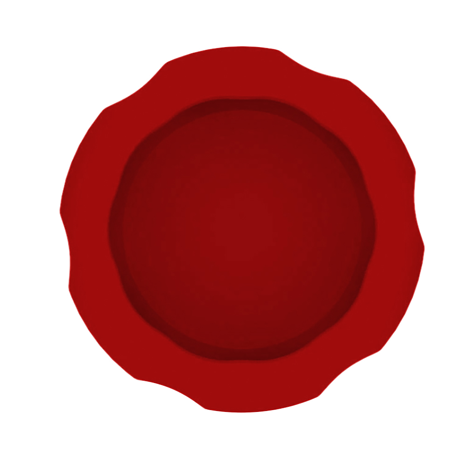 Un sigillo di cera rosso, circolare con bordo strutturato, su sfondo bianco.
