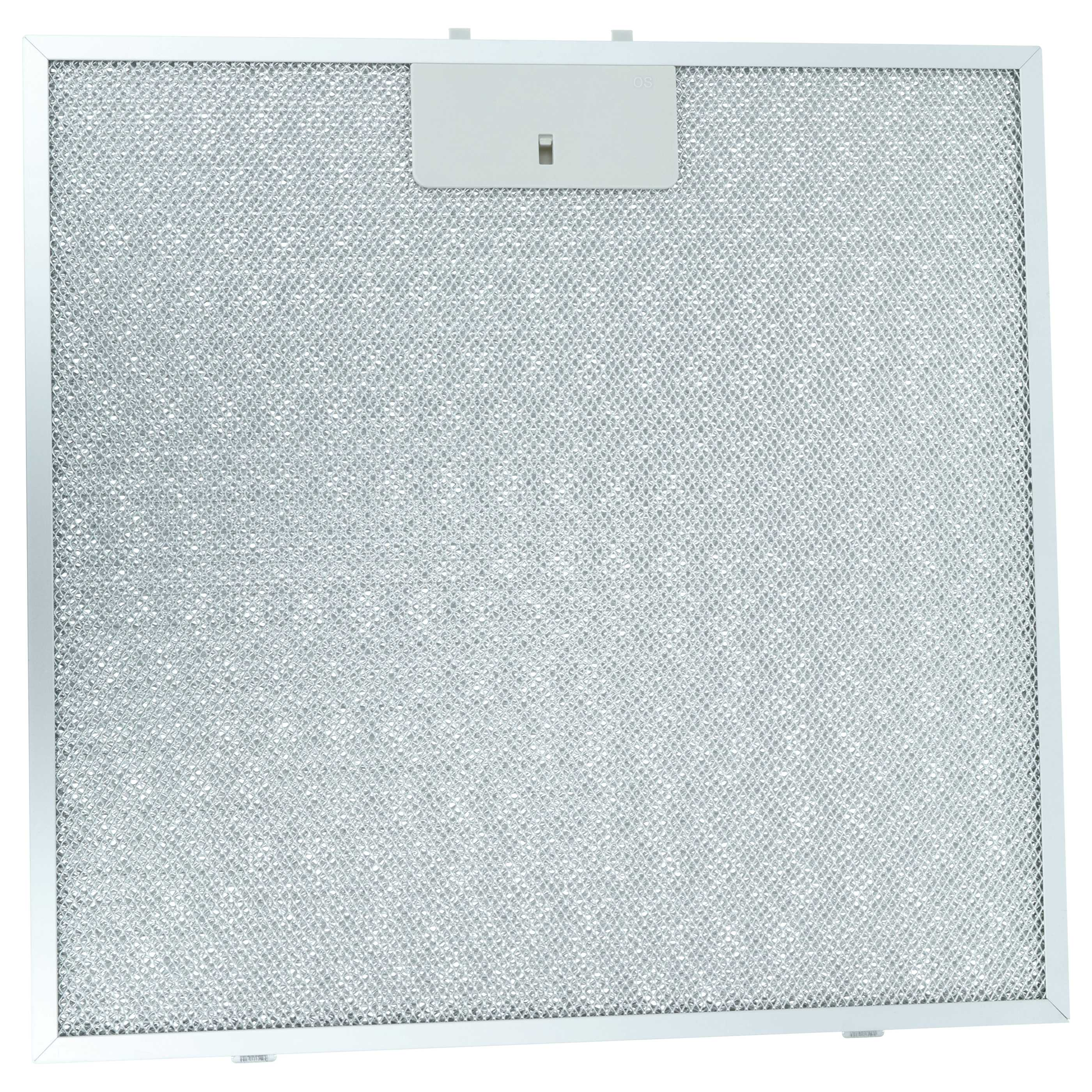 Ein Metallgitterfilter mit weißem Rahmen und einer grauen Kunststofflasche oben.