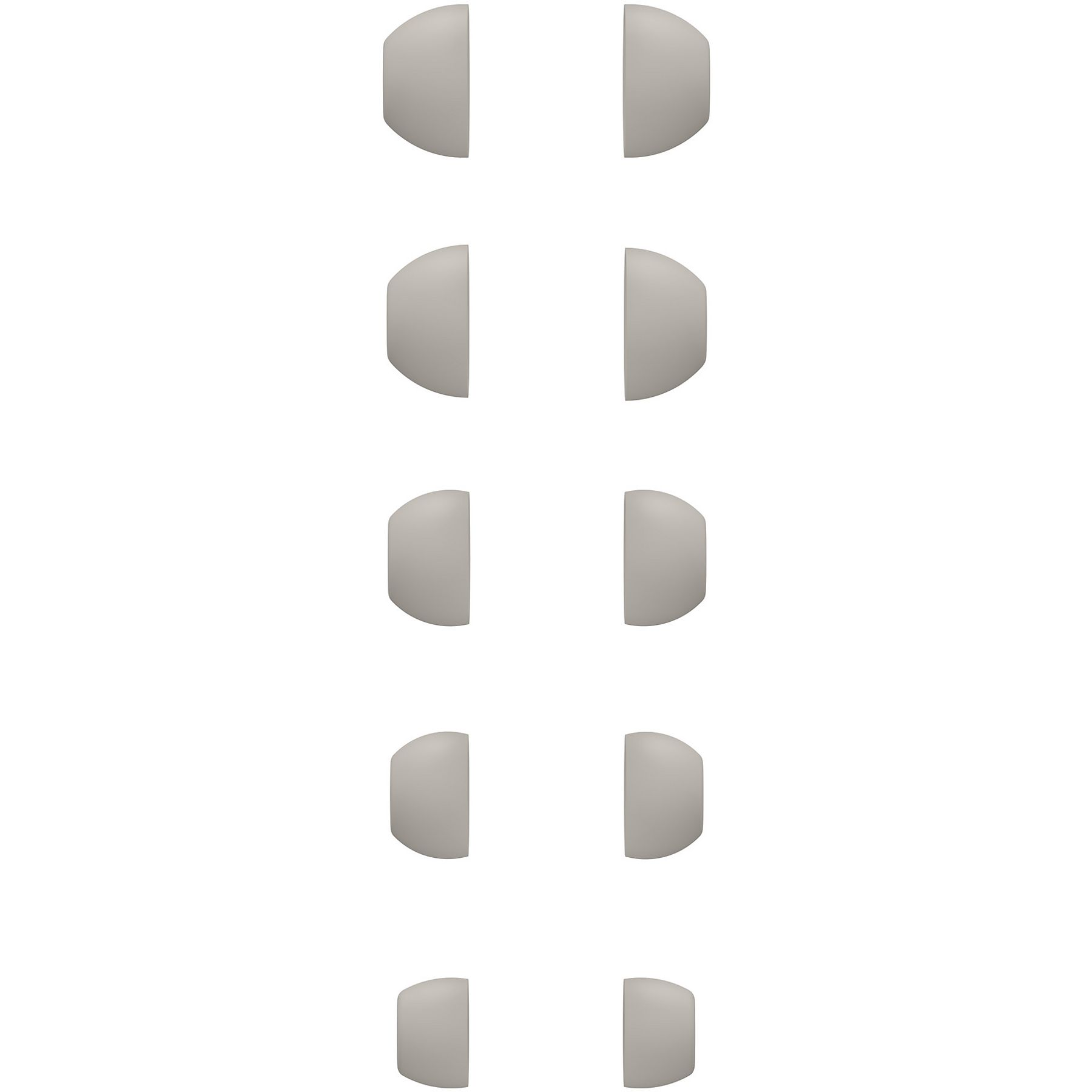 L'immagine mostra sei coppie di forme grigie a semicerchio disposte verticalmente su sfondo bianco.