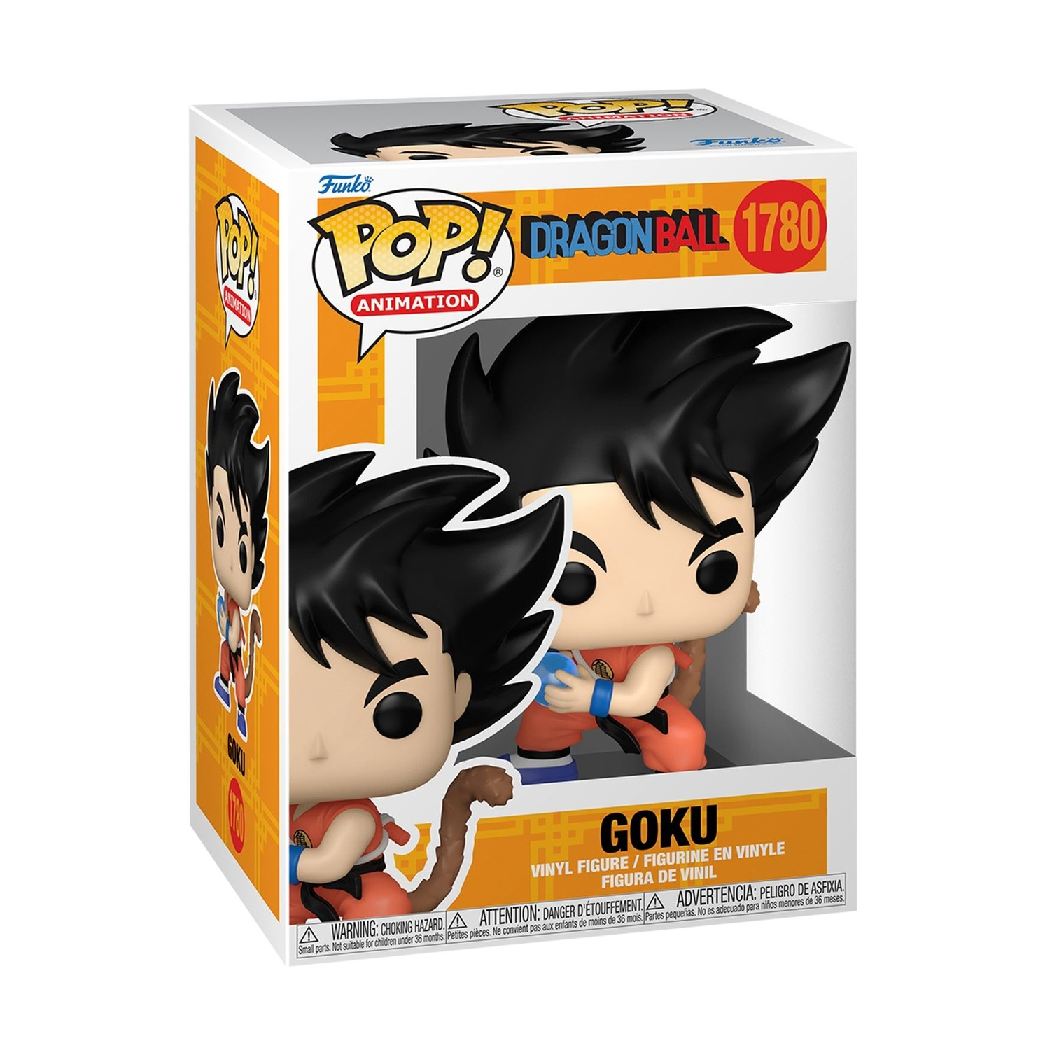 Pudełko Funko Pop! z Goku z Dragon Ball Z. Figurka w dynamicznej pozie, ubrana w pomarańczowe i niebieskie ubrania.
