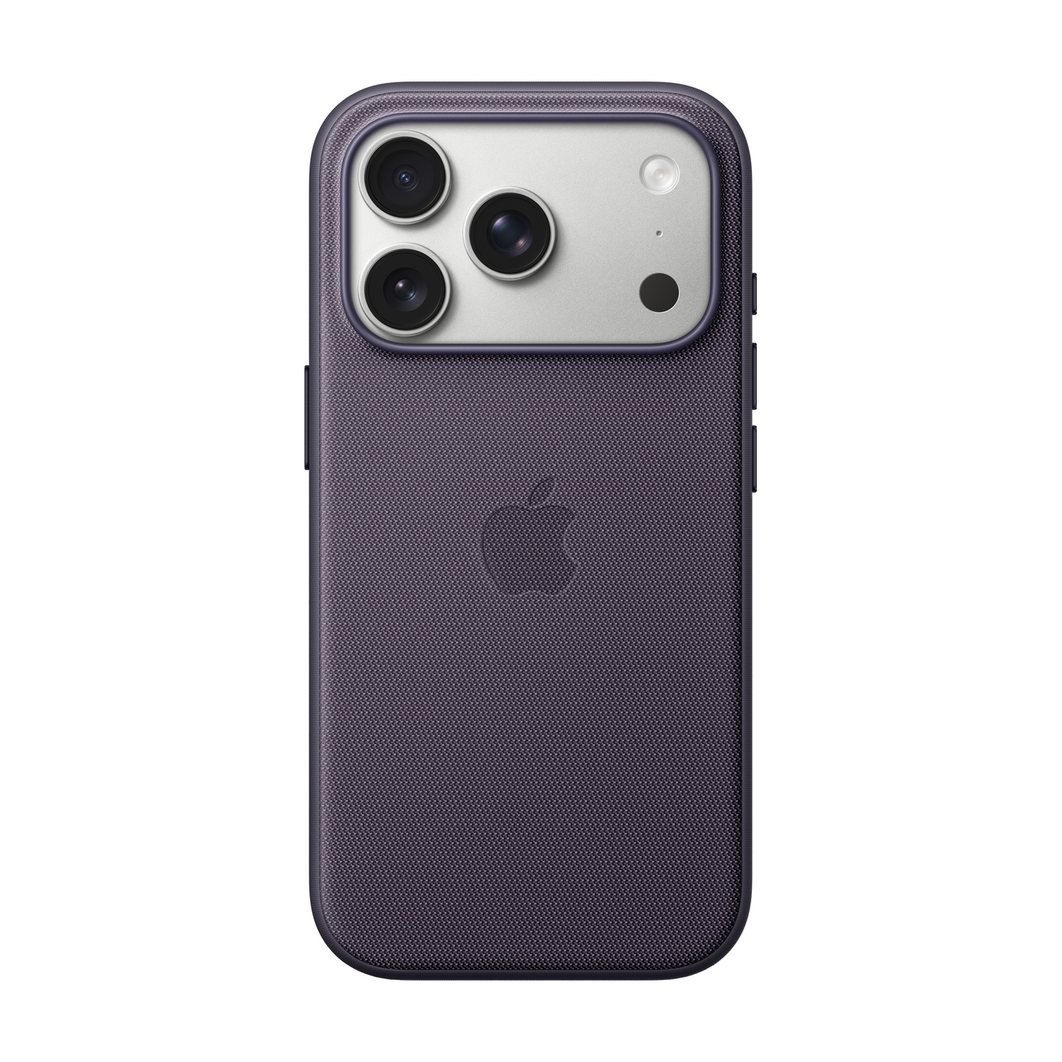 Lila iPhone 14 Pro Max Hülle. Der Kamerabereich ist silberfarben mit 3 Linsen und einem Blitz. Das Apple-Logo ist sichtbar.