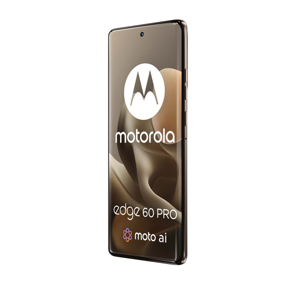 Wyświetlany jest smartfon Motorola Edge 60 Pro. Ekran pokazuje logo Motorola, z 'edge 60 PRO' i 'moto ai' na dole.