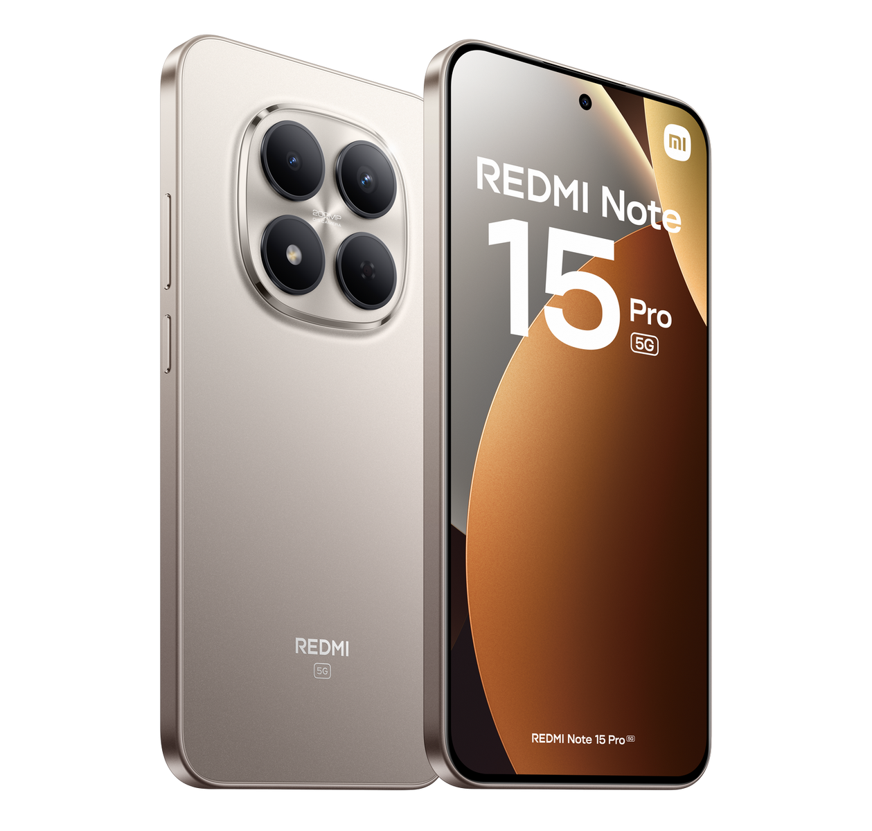 Wyświetlane są dwa smartfony, Redmi Note 15 Pro. Jeden pokazuje ekran z marką, a drugi konfigurację kamery.