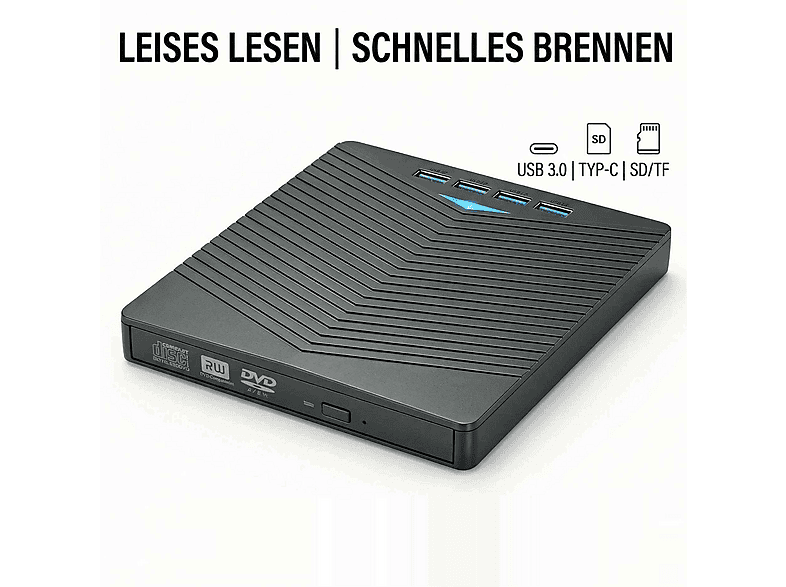 UWOT BD-RE USB 3.0 Typ-C SD TF extern CD/DVD Brenner