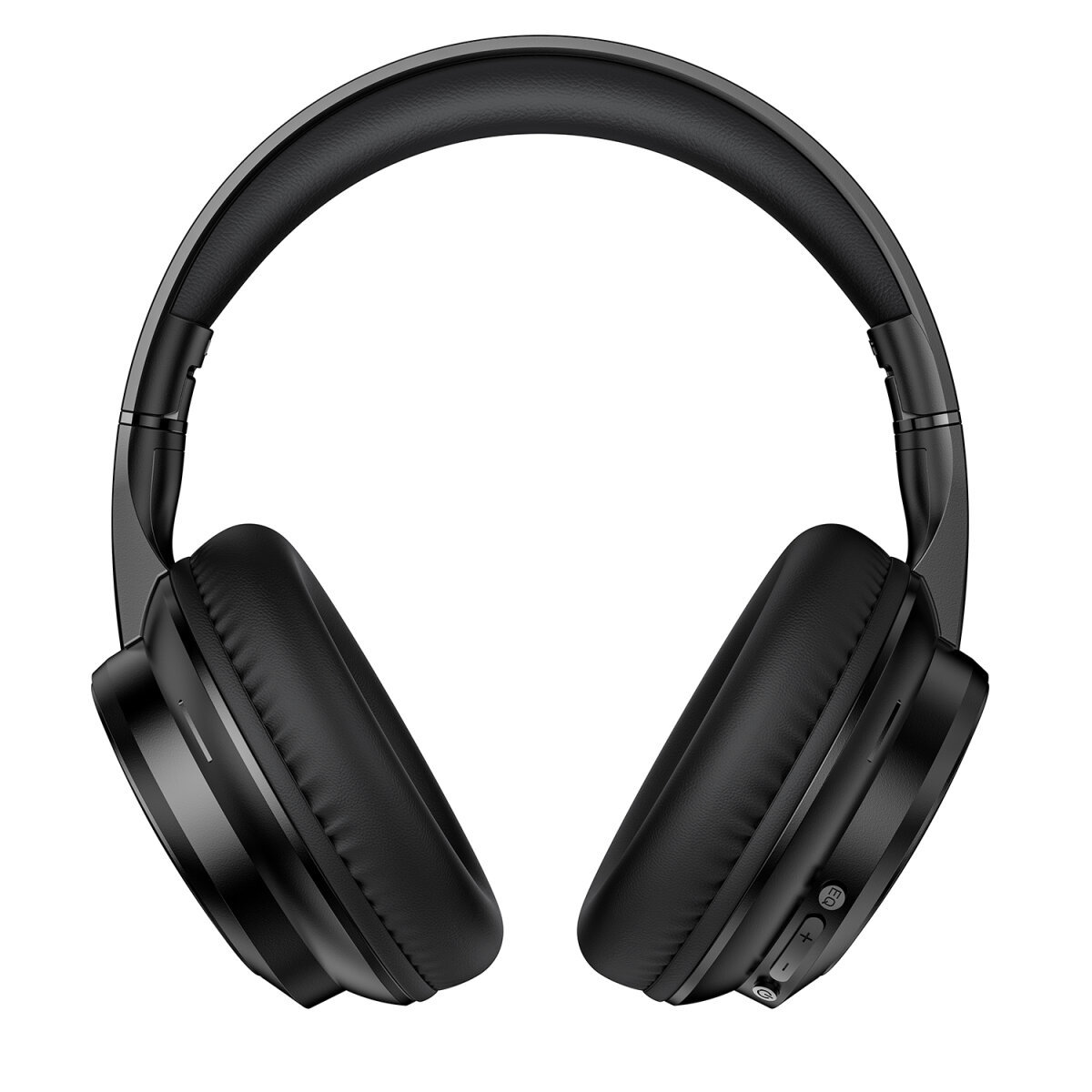 Cuffie over-ear nere, centrate su sfondo bianco. Le cuffie hanno padiglioni imbottiti e un archetto.