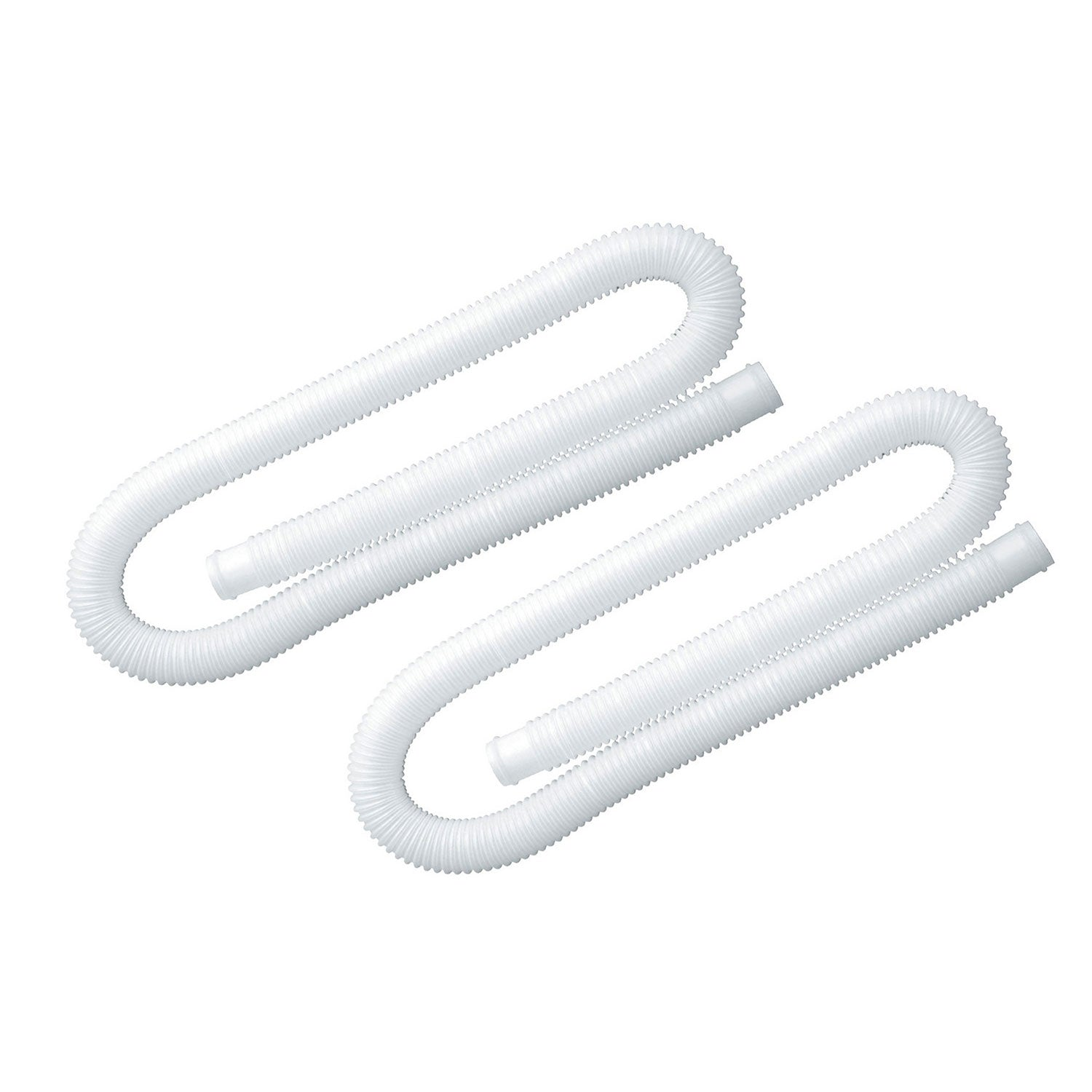Dos tubos blancos corrugados sobre fondo blanco. Tienen forma de S.