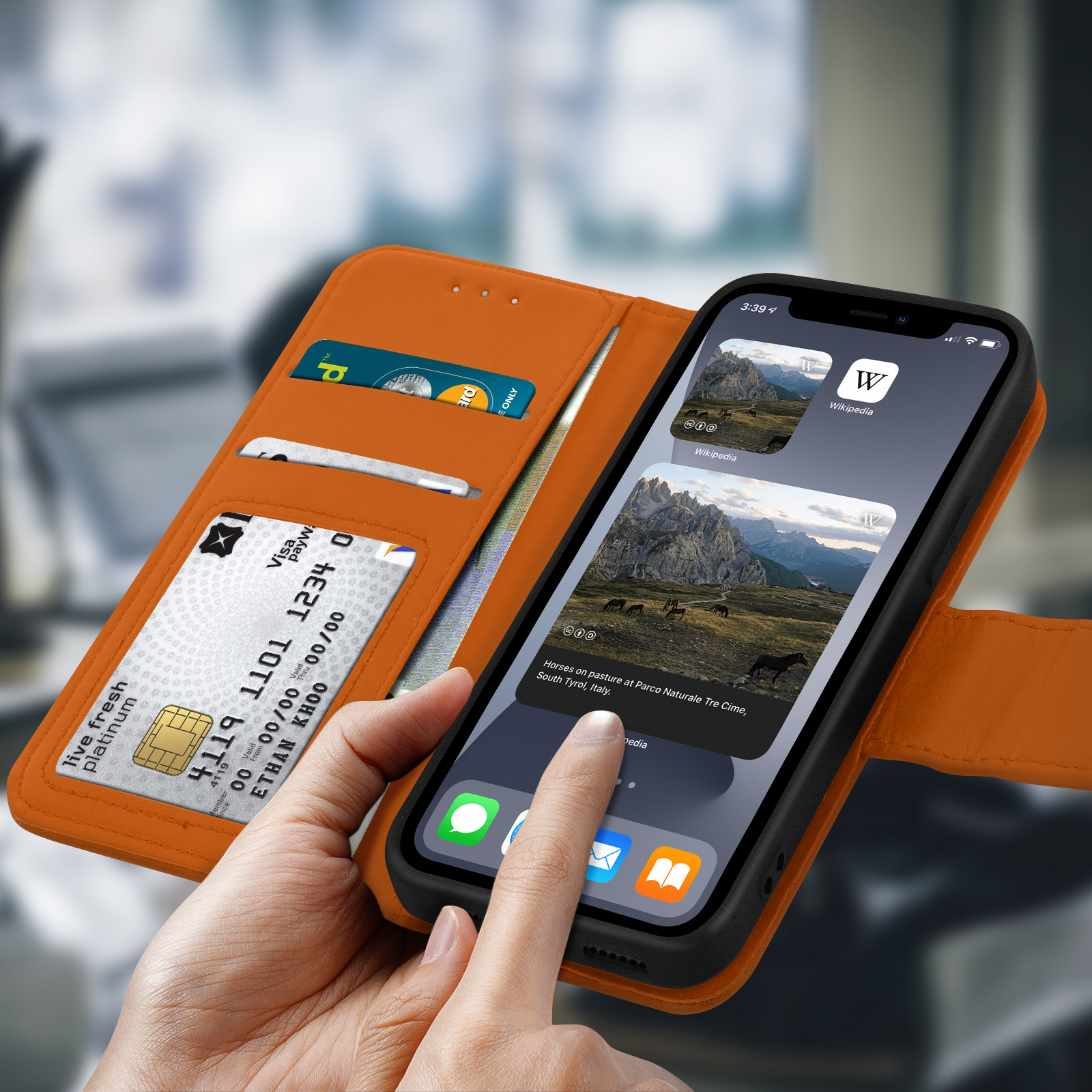 Custodia Con Scomparti Carte SCATOLA CARTA DI Credito Ecopelle Nome Scomparto Carte ID Custodia Protettiva Fibbia Business Custodie Iphone 16 Pro