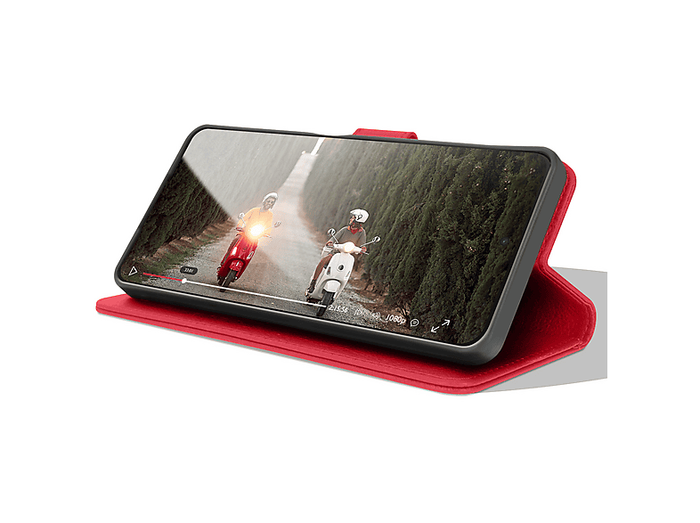 Custodia Portafoglio Con Supporto Per Xiaomi Redmi Note 13 Pro 4G – Pelle PU Rossa Con Chiusura Magnetica E 2 Vetri Protettivi Inclusi