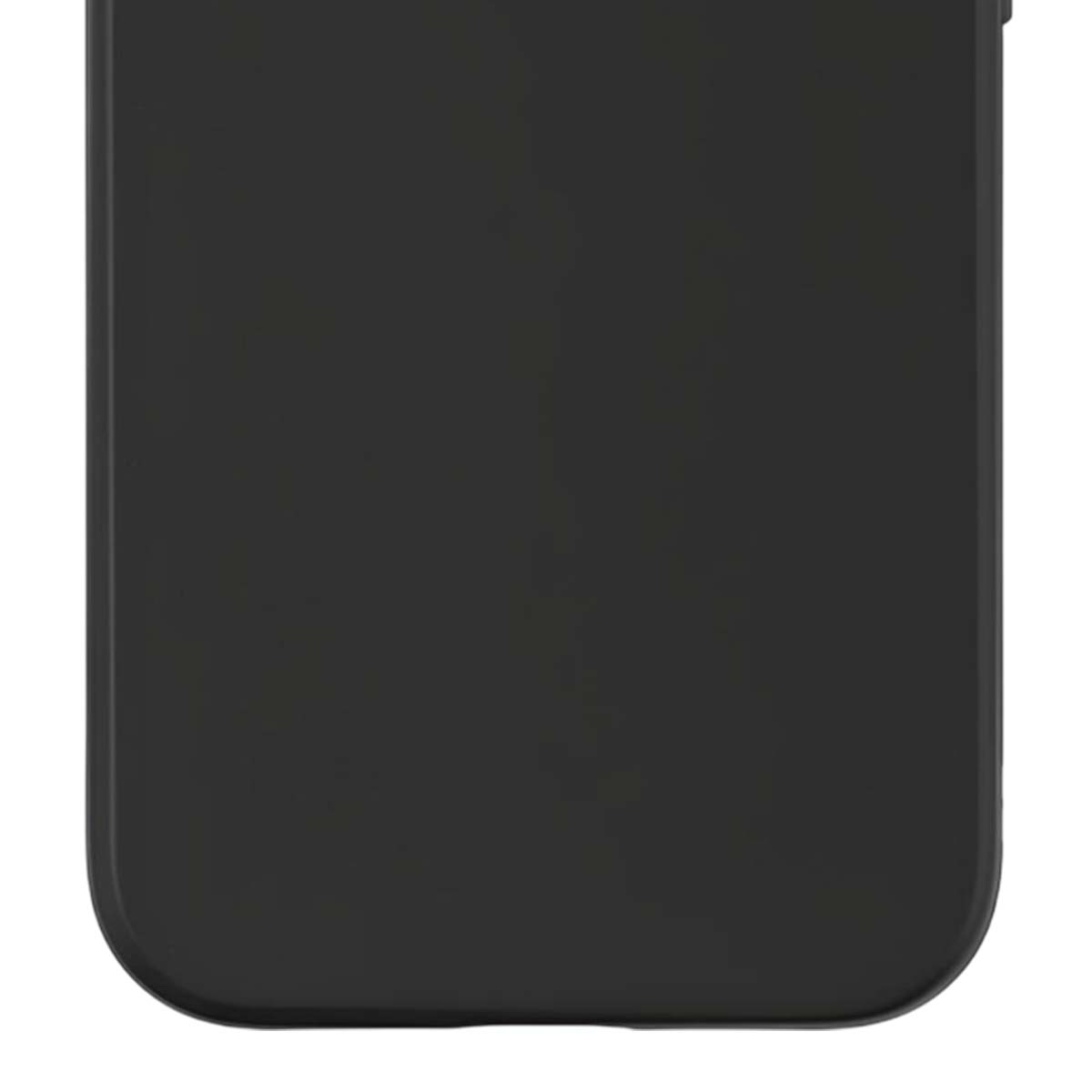 Primo piano di un oggetto rettangolare nero arrotondato con superficie liscia, forse una custodia per telefono.