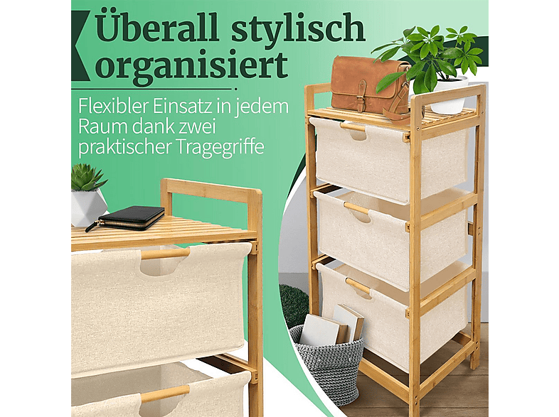 HEIMWERT Wäschekorb Regal 3 Fächer, Waschzubehör