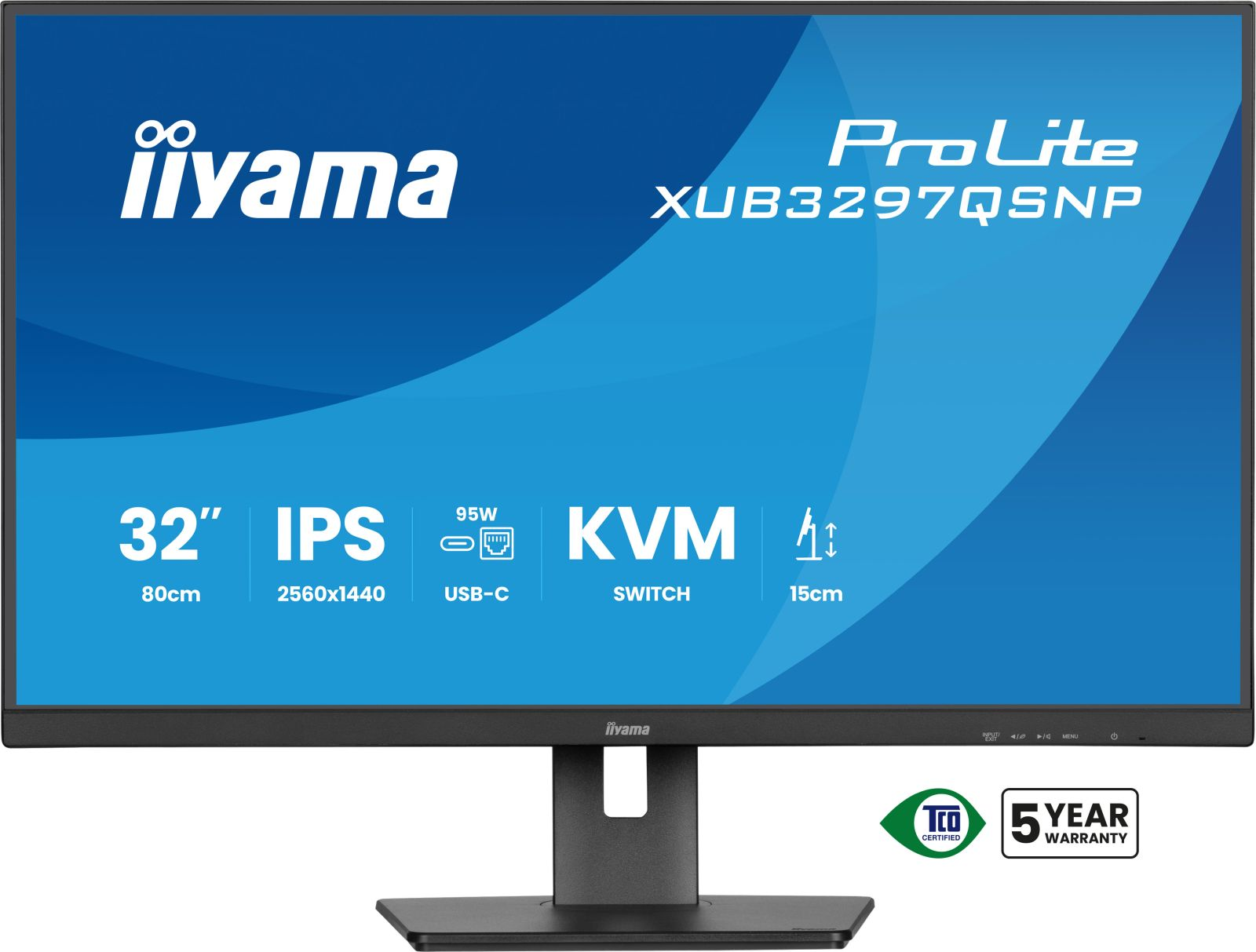 Monitor Iiyama ProLite. 32 cale, IPS, przełącznik KVM, USB-C, rozdzielczość 2560x1440. 5 lat gwarancji.