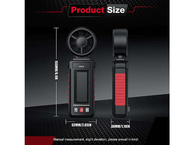 Amgaze Windmesser Digital Anemometer Windmessgerät Air Flow