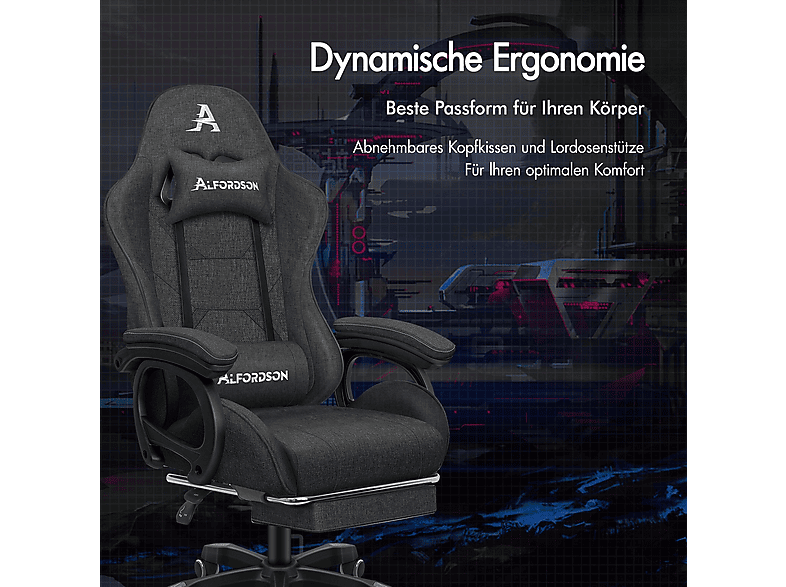ALFORDSON Ergonomischer Bürostuhl Chefsessel Massage, höhenverstellbarer Schreibtischstuhl Armlehnen, Computerstuhl Wippfunktion 90°-135°, Drehstuhl