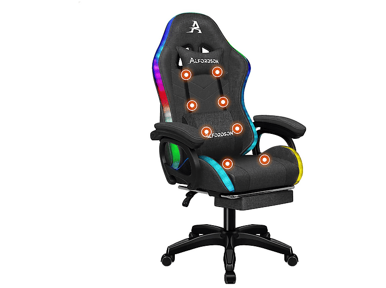 ALFORDSON mit 8-Punkt-Massagefunktion, mit RGB-Beleuchtung Gaming-Stuhl