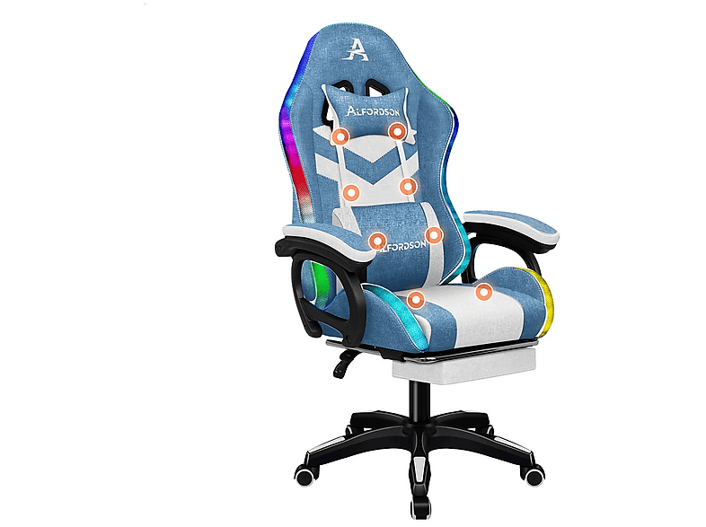 ALFORDSON mit 8-Punkt-Massagefunktion, mit RGB-Beleuchtung Gaming-Stuhl