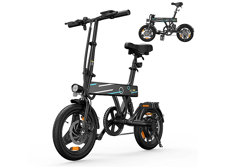 VANKEL EB1 City E-Bike Kompakt-/Faltrad (Laufradgröße: 14 Zoll, Unisex-Rad, 280 Wh, Schwarz)