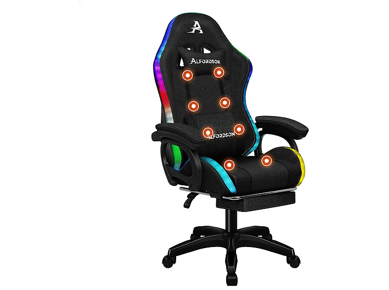 ALFORDSON mit 8-Punkt-Massagefunktion, mit RGB-Beleuchtung Gaming-Stuhl