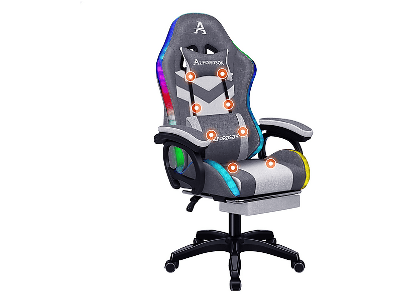 ALFORDSON mit 8-Punkt-Massagefunktion, mit RGB-Beleuchtung Gaming-Stuhl