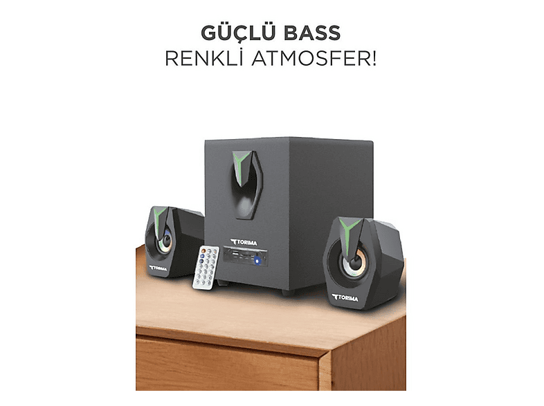TORIMA D38 2'si 1 Arada Subwoofer RGB Işıklı Bilgisayar Hoparlörü