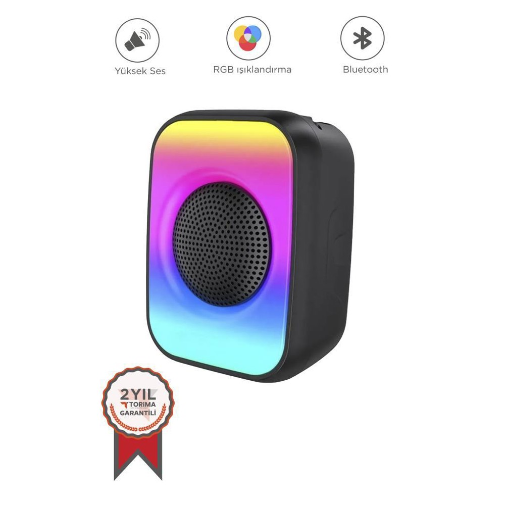 TORIMA GTS-1867 Işıklı Taşınabilir Bluetooth Hoparlör Siyah