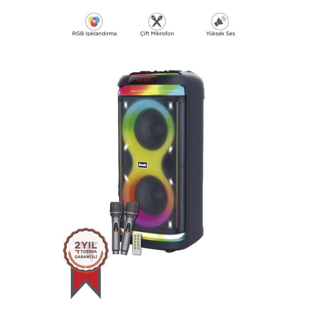 TORIMA BTs-1993 RGB Ledli Mikrofonlu Kumandalı Parti Speaker Bluetooth Hoparlör Siyah