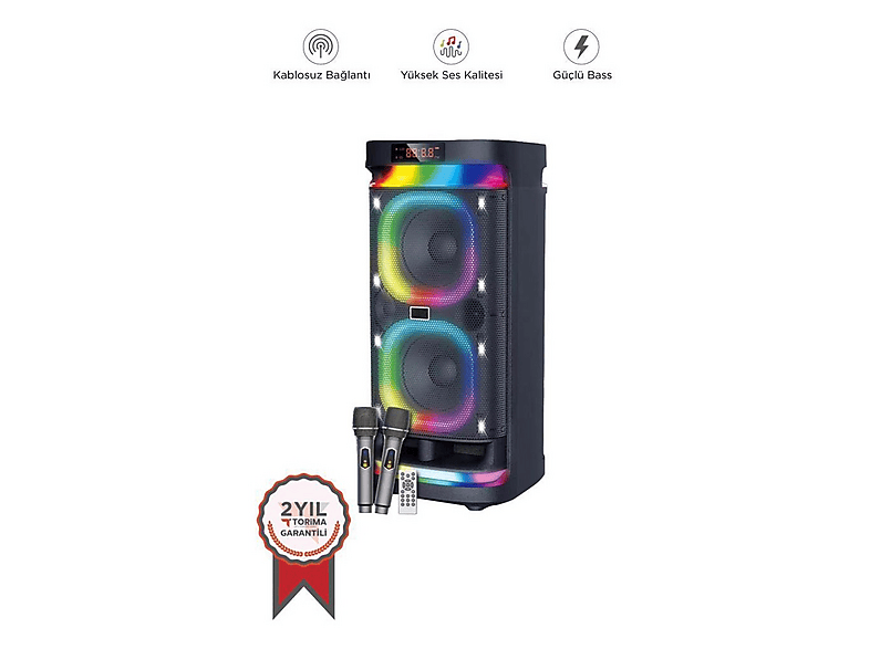 TORIMA BTs-1990 RGB Ledli Mikrofonlu Kumandalı Parti Speaker