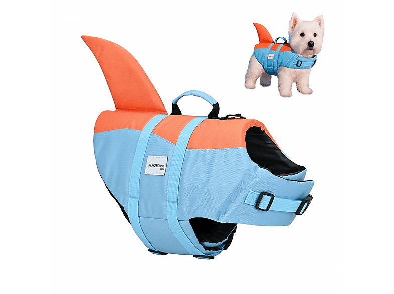 Chaleco Salvavidas Para Perro Mobiclinic Sharky, Aleta De Tiburón, Flotabilidad Alta, Ajustable
